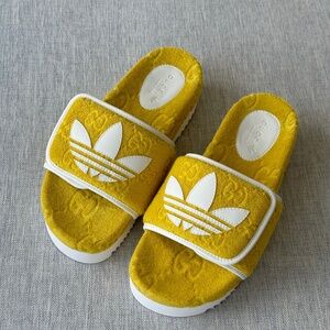 NIB Adidas x Gucci Slide GG women's Platform Sandals yellow Made in Italy